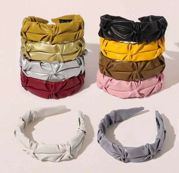 Faux Leather Ruched Headbands - AU