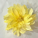 Feather Flower with Peacock Fringes  Pale Yellow