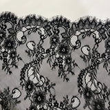 Chantilly Lace - Floral & Fiddlehead Fern Vine - Black